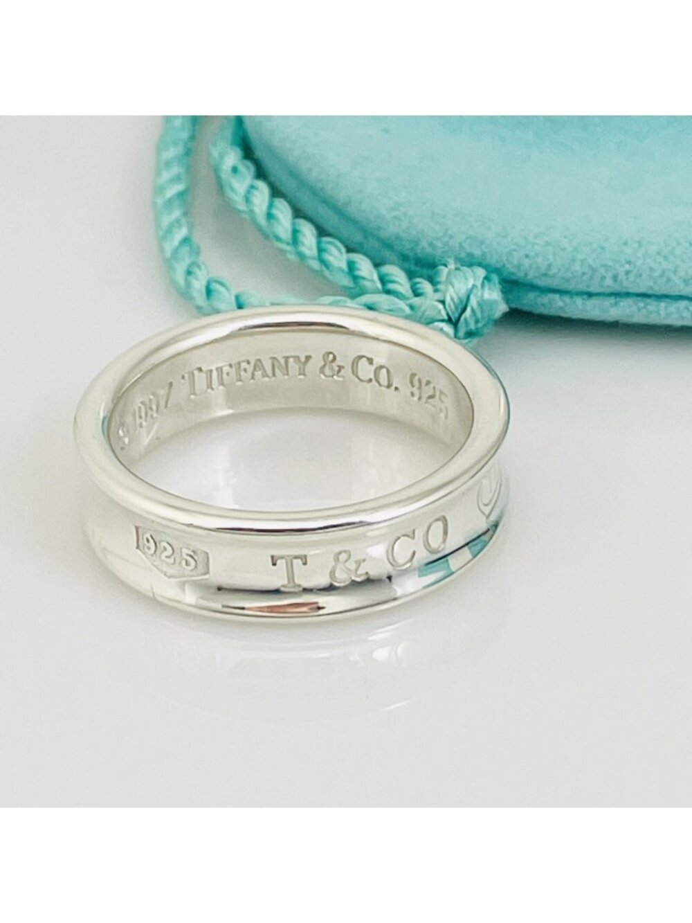 Size 12 Tiffany & Co 1837 Ring Concave Mens Unisex in Sterling Silver